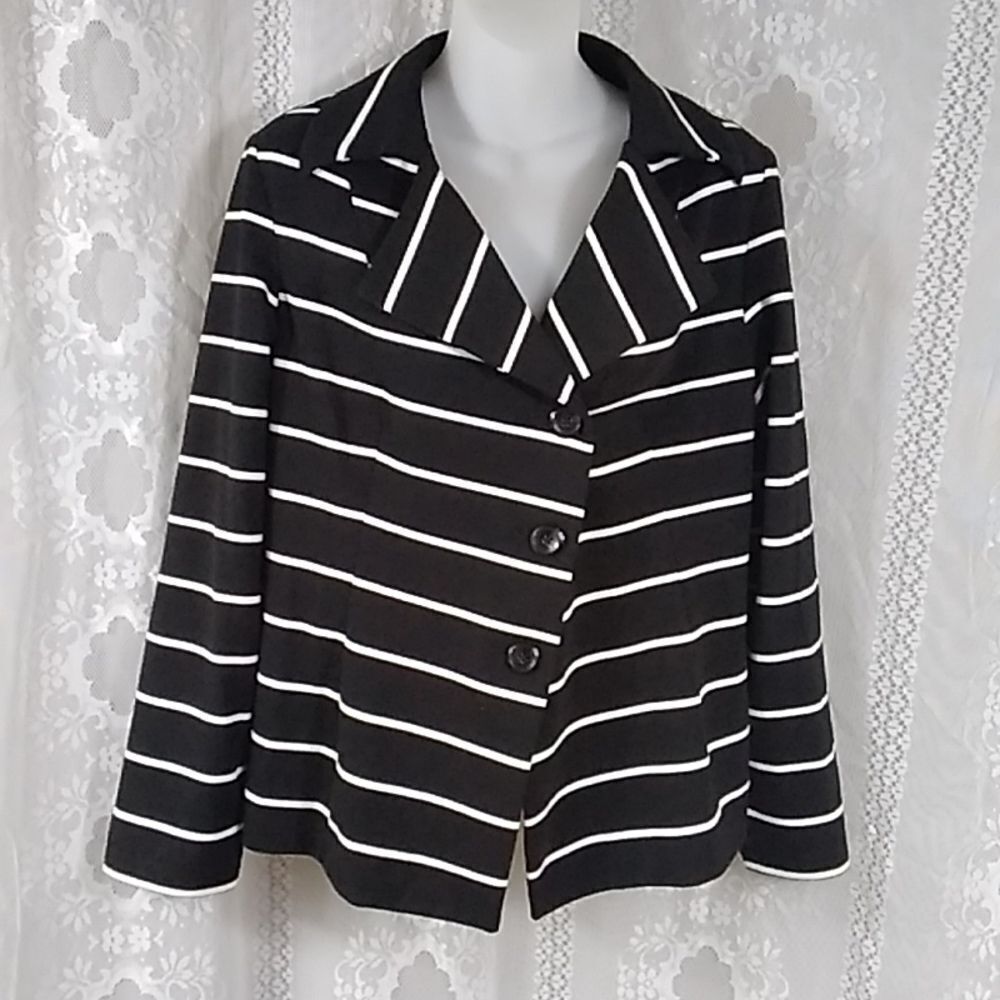 Chicos Women's Stripes Black And White Jacket Size 1